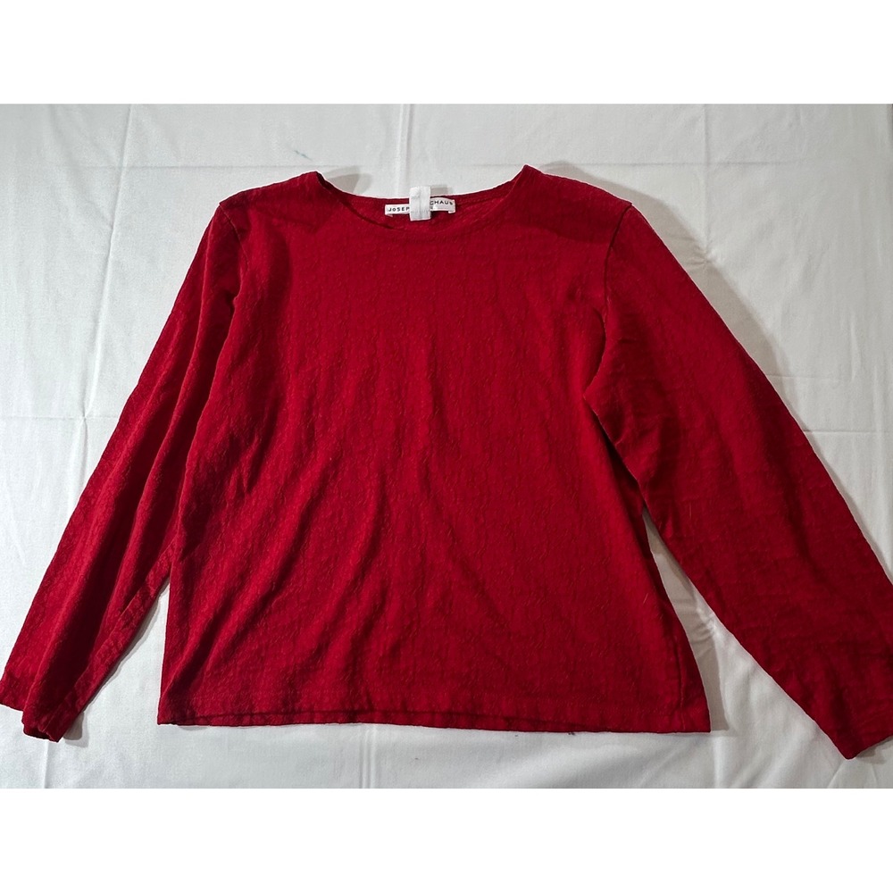 Josephine Chaus Sport Red Textured Long Sleeve Crew Neck Top Small